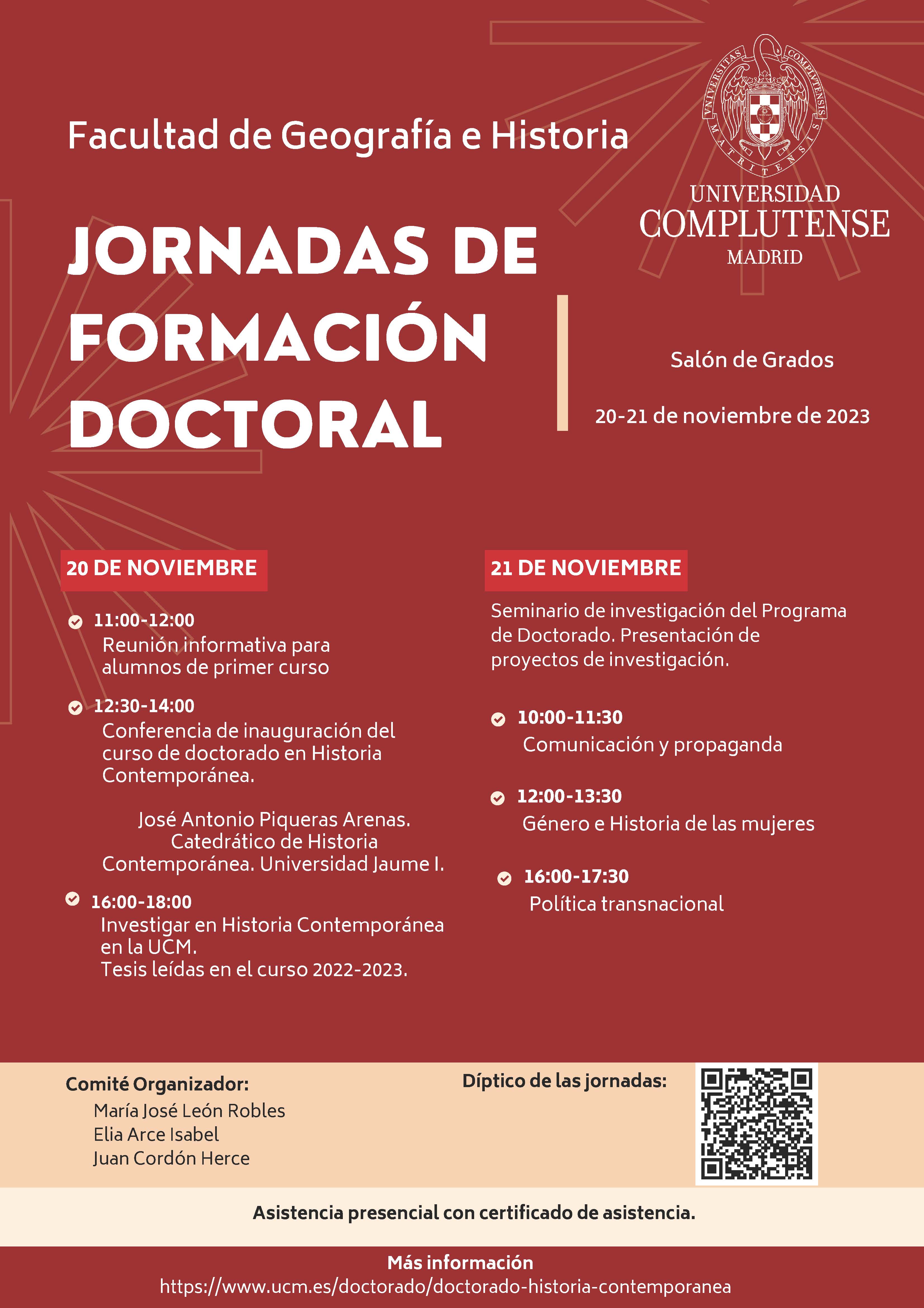 Jornadas de Formación Doctoral - Historia Contemporánea (20-21.11.2023)